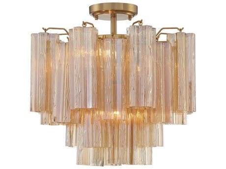 Crystorama Addis 4-Light Aged Brass Geometric Semi Flush Mount