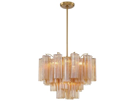 Crystorama Addis 6-Light Aged Brass Candelabra Geometric Chandelier