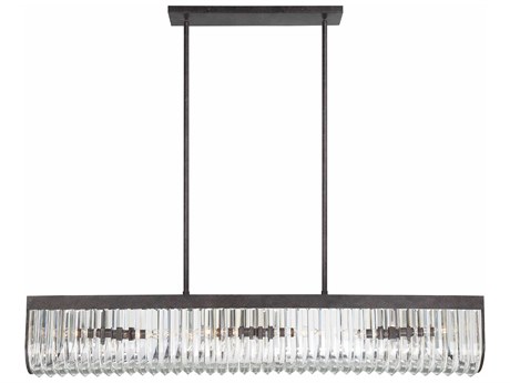 Crystorama Alister 6-Light Charcoal Bronze Glass Linear Island Pendant