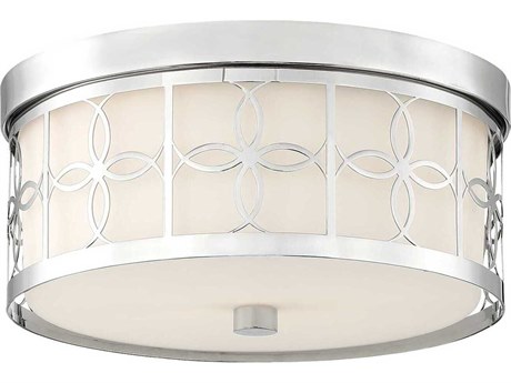 Crystorama Anniversary 2-Light Steel Glass Drum Flush Mount