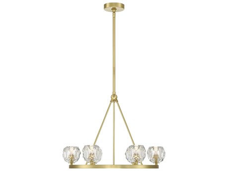 Crystorama Aragon 6-Light Soft Brass Crystal Glass Globe Round Chandelier