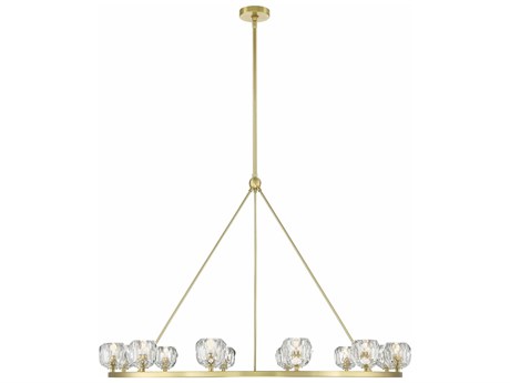 Crystorama Aragon 12-Light Soft Brass Black Crystal Glass Globe Chandelier
