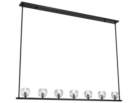 Crystorama Aragon 7-Light Matte Black Linear Island Pendant