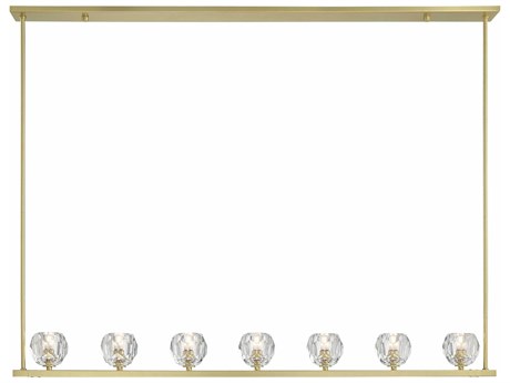 Crystorama Aragon 7-Light Soft Brass Crystal Glass Globe Linear Island Pendant