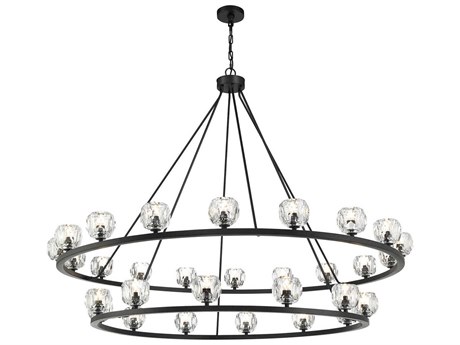 Crystorama Aragon 30-Light Matte Black Tiered Chandelier