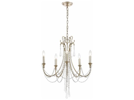Crystorama Arcadia 5-Light Antique Silver Clear Crystal Candelabra Chandelier