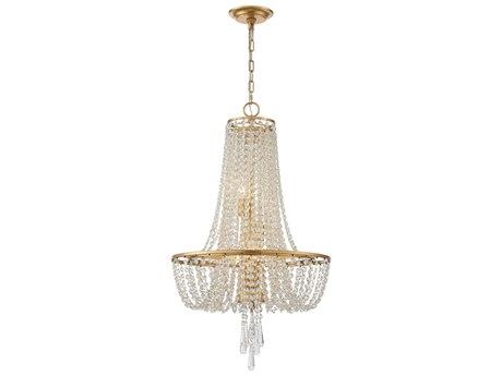 Crystorama Arcadia 4-Light Antique Gold Steel Crystal Candelabra Chandelier
