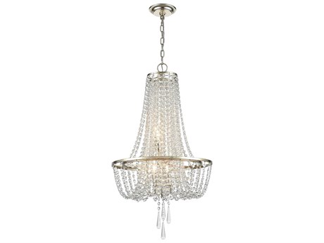 Crystorama Arcadia 4-Light Antique Silver Steel Crystal Candelabra Tiered Chandelier