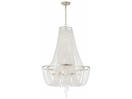 Crystorama Arcadia 9-Light Antique Silver Steel Crystal Candelabra Chandelier