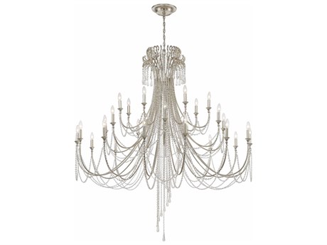 Crystorama Arcadia 28-Light Antique Silver Crystal Candelabra Tiered Chandelier