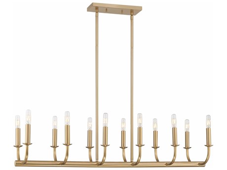 Crystorama Bailey 12-Light Aged Brass Linear Island Pendant