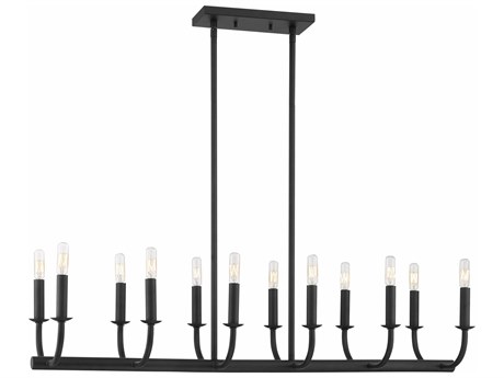 Crystorama Bailey 12-Light Matte Black Linear Island Pendant