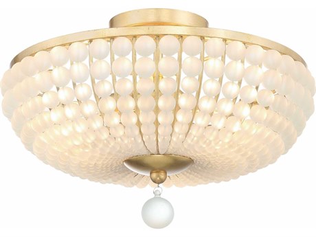 Crystorama Bella 3-Light Antique Gold Glass Bowl Semi Flush Mount