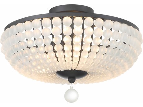 Crystorama Bella 3-Light Matte Black Glass Bowl Semi Flush Mount