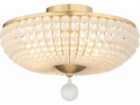 Crystorama Bella 4-Light Antique Gold Glass Bowl Semi Flush Mount