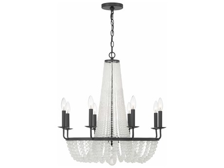 Crystorama Bella 8-Light Matte Black Glass Candelabra Chandelier