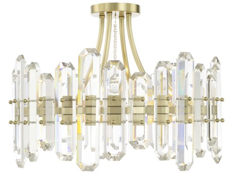 Crystorama Bolton 4-Light Aged Brass Gold Crystal Drum Semi Flush Mount