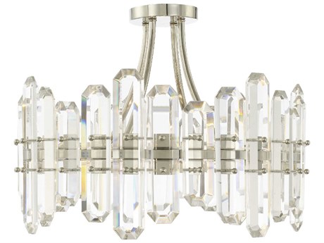 Crystorama Bolton 4-Light Polished Nickel Crystal Drum Semi Flush Mount