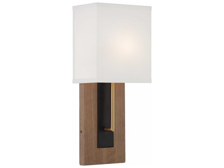 Crystorama Brent 1-Light Matte Black Vibrant Gold Wall Sconce