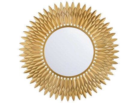 Crystorama Broche Antique Gold Wall Mirror Sunburst