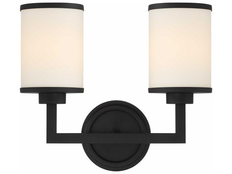 Crystorama Bryant 2-Light Black Forged Glass Wall Sconce