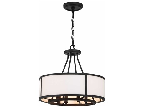 Crystorama Bryant 4-Light Black Forged Glass Drum Chandelier