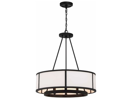Crystorama Bryant 6-Light Black Forged Glass Drum Chandelier