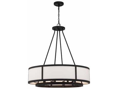 Crystorama Bryant 8-Light Black Forged Glass Drum Chandelier