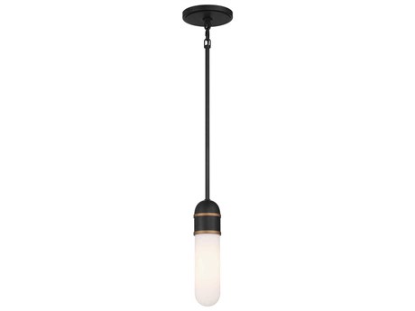 Crystorama Capsule 1-Light Matte Black Textured Gold Cylinder Mini Pendant