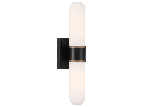 Crystorama Capsule 2-Light Matte Black Textured Gold Wall Sconce
