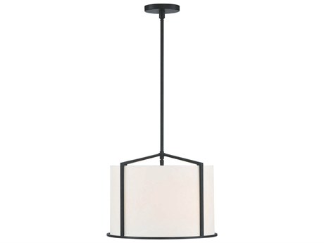 Crystorama Carlyn 4-Light Black Drum Pendant