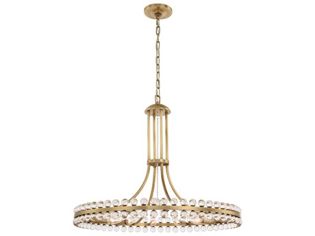 Crystorama Clover 8-Light Brass Glass Round Chandelier