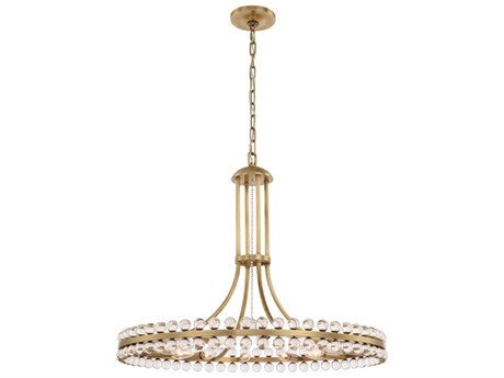 Crystorama Clover 12-Light Brass Glass Round Chandelier
