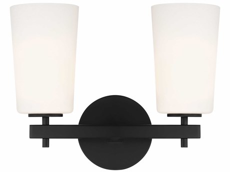 Crystorama Colton 2-Light Black Glass Vanity Light