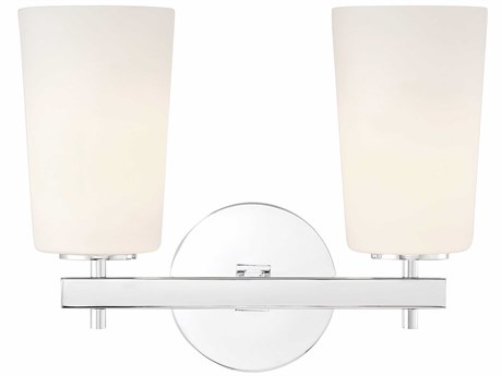 Crystorama Colton 2-Light Polished Chrome Glass Vanity Light