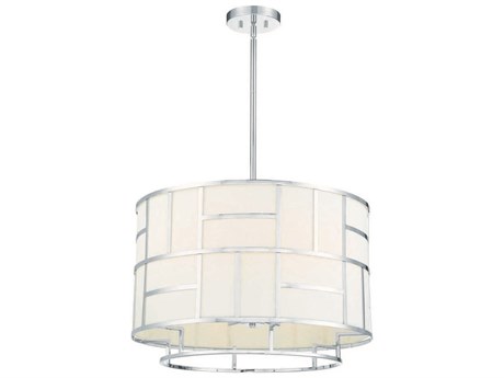 Crystorama Danielson 6-Light White Candelabra Drum Geometric Chandelier