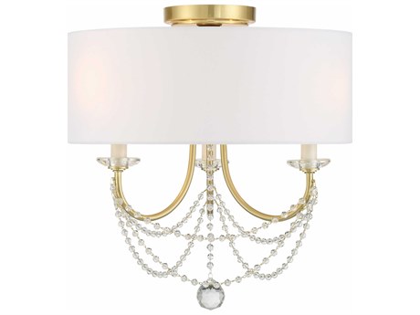 Crystorama Delilah 3-Light Aged Brass Crystal Drum Semi Flush Mount