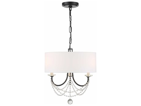 Crystorama Delilah 3-Light Matte Black Crystal Candelabra Drum Chandelier