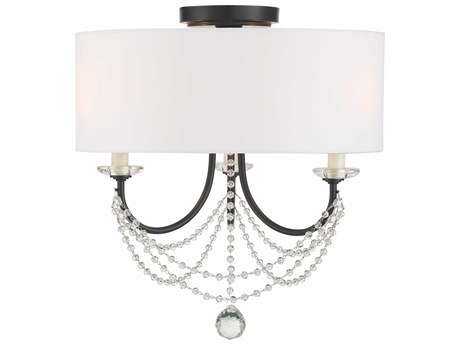 Crystorama Delilah 3-Light Matte Black Crystal Drum Semi Flush Mount