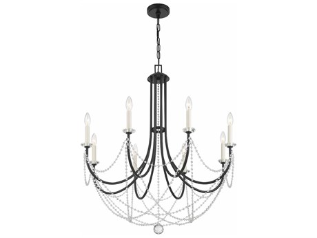 Crystorama Delilah 8-Light Matte Black Crystal Candelabra Chandelier