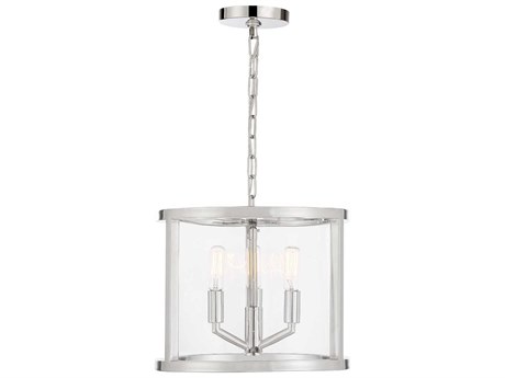 Crystorama Devon 3-Light Polished Nickel Glass Candelabra Drum Chandelier