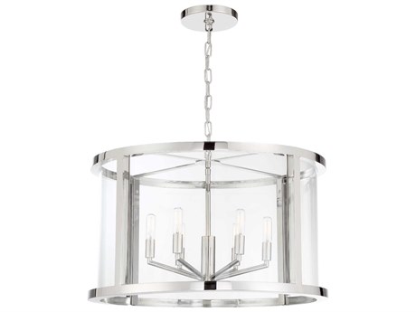 Crystorama Devon 6-Light Polished Nickel Glass Candelabra Drum Chandelier