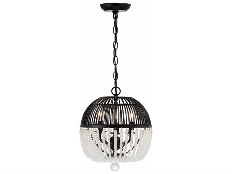 Crystorama Duval 3-Light Matte Black Glass Candelabra Globe Chandelier