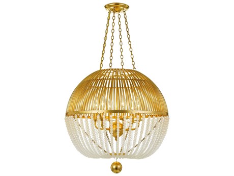 Crystorama Duval 6-Light Antique Gold Glass Candelabra Globe Chandelier