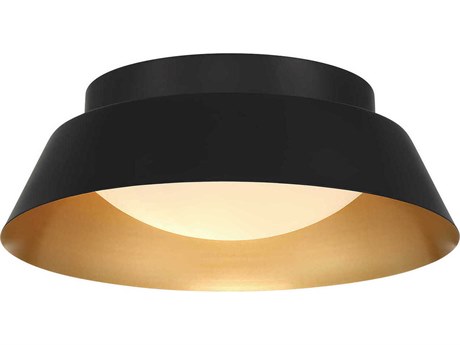 Crystorama Donoven 2-Light Matte Black Gold Round Flush Mount