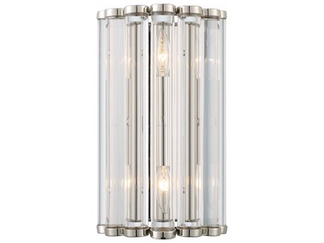 Crystorama Elliot 2-Light Polished Nickel Glass Wall Sconce
