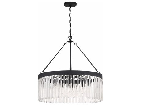 Crystorama Emory 8-Light Black Forged Glass Drum Chandelier