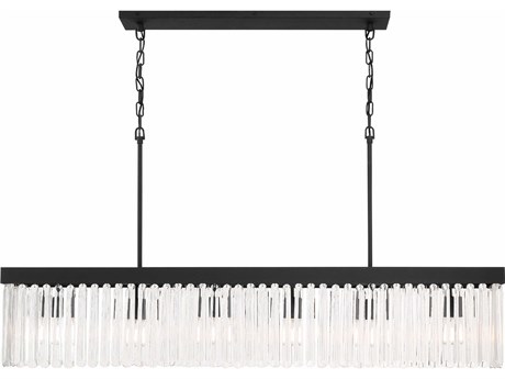 Crystorama Emory 6-Light Black Forged Glass Linear Island Pendant