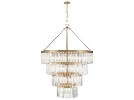 Crystorama Emory 22-Light Modern Gold Crystal Drum Chandelier