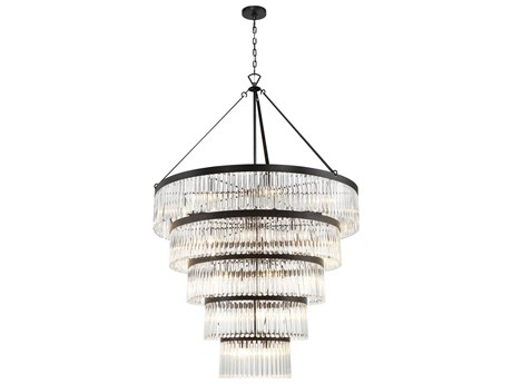 Crystorama Emory 30-Light Black Forged Tiered Chandelier